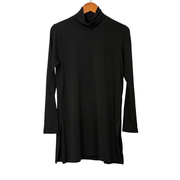 Eileen Fisher System Black High Neck Long Sleeve Tunic Top Soft Versatile Size S - Picture 6 of 6